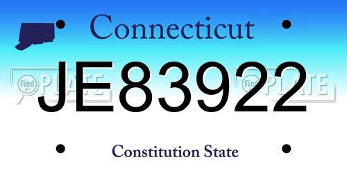 JE83922 Connecticut License Plate