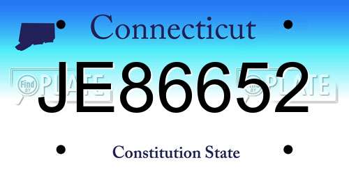 JE86652 Connecticut License Plate