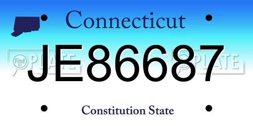 JE86687 Connecticut License Plate