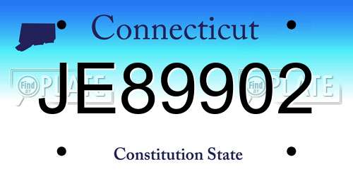 JE89902 Connecticut License Plate