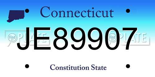 JE89907 Connecticut License Plate