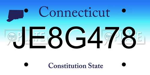 JE8G478 Connecticut License Plate