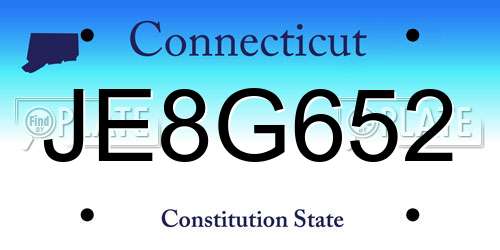 JE8G652 Connecticut License Plate