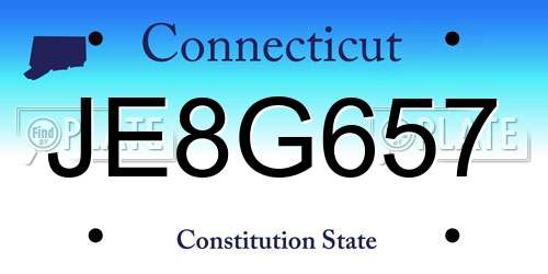 JE8G657 Connecticut License Plate