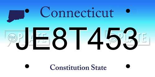 JE8T453 Connecticut License Plate