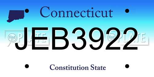 JEB3922 Connecticut License Plate