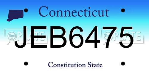JEB6475 Connecticut License Plate