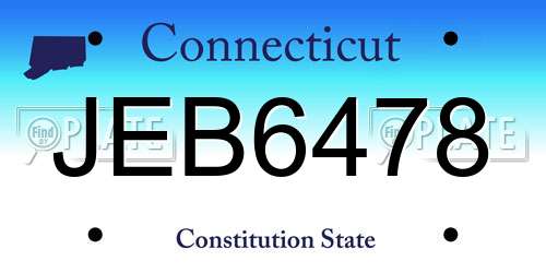 JEB6478 Connecticut License Plate