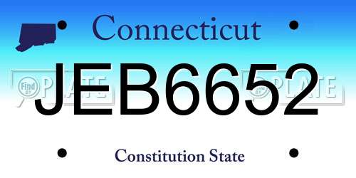 JEB6652 Connecticut License Plate