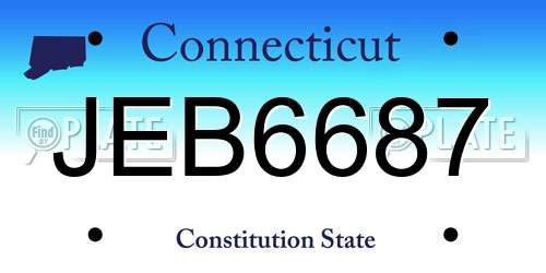JEB6687 Connecticut License Plate