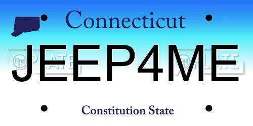 JEEP4ME Connecticut License Plate