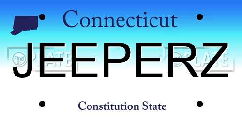 JEEPERZ Connecticut License Plate