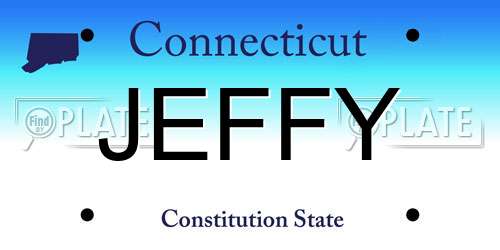 JEFFY Connecticut License Plate