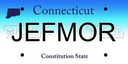 JEFMOR Connecticut License Plate