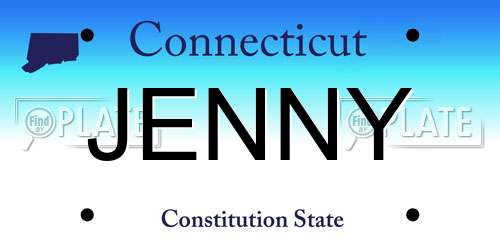 JENNY Connecticut License Plate