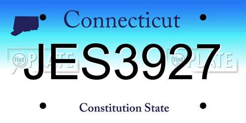 JES3927 Connecticut License Plate
