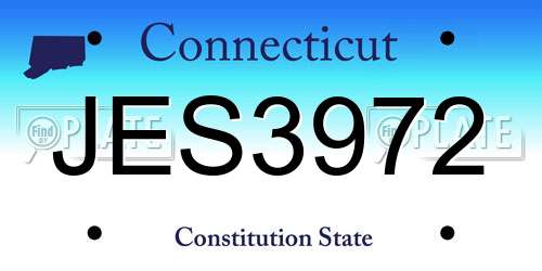 JES3972 Connecticut License Plate
