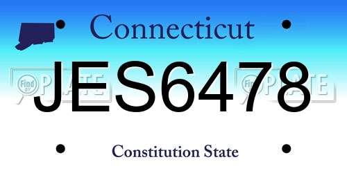 JES6478 Connecticut License Plate