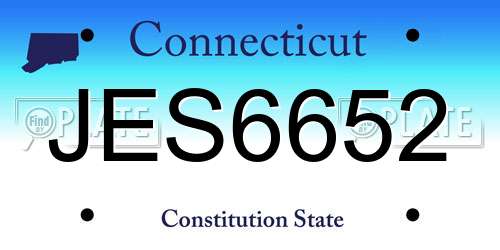 JES6652 Connecticut License Plate