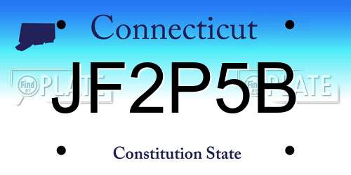 JF2P5B Connecticut License Plate