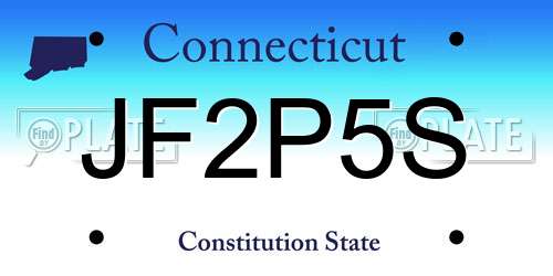 JF2P5S Connecticut License Plate