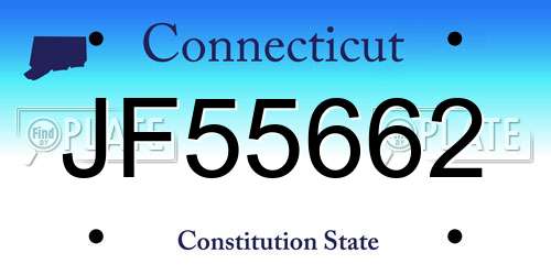JF55662 Connecticut License Plate