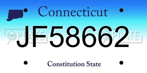 JF58662 Connecticut License Plate