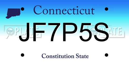 JF7P5S Connecticut License Plate
