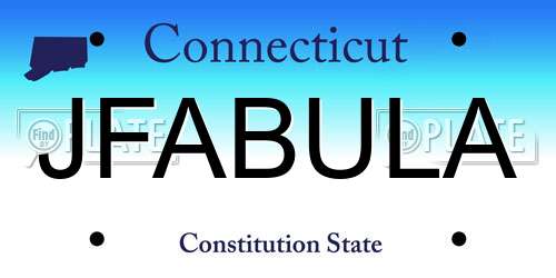 JFABULA Connecticut License Plate