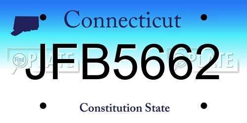 JFB5662 Connecticut License Plate