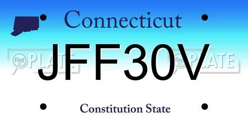 JFF30V Connecticut License Plate