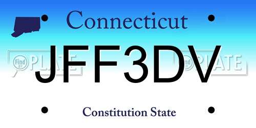 JFF3DV Connecticut License Plate