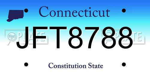 JFT8788 Connecticut License Plate