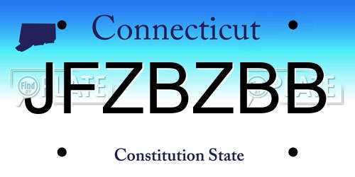 JFZBZBB Connecticut License Plate