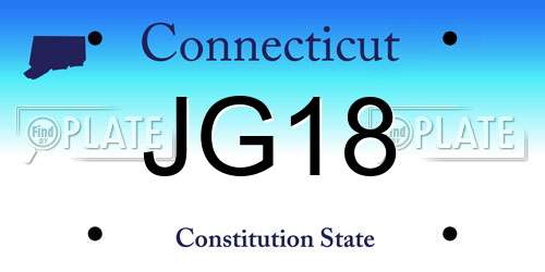 JG18 Connecticut License Plate