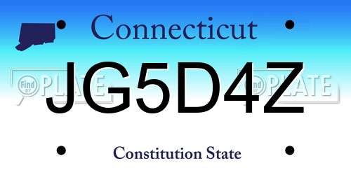 JG5D4Z Connecticut License Plate