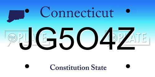 JG5O4Z Connecticut License Plate