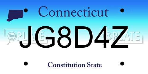 JG8D4Z Connecticut License Plate
