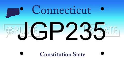 JGP235 Connecticut License Plate