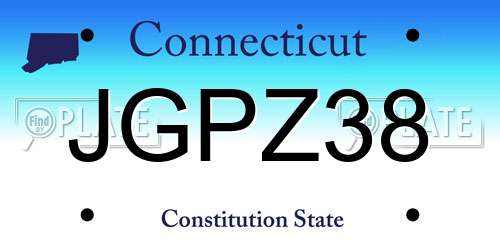 JGPZ38 Connecticut License Plate