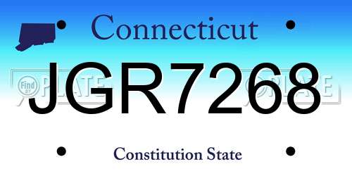 JGR7268 Connecticut License Plate