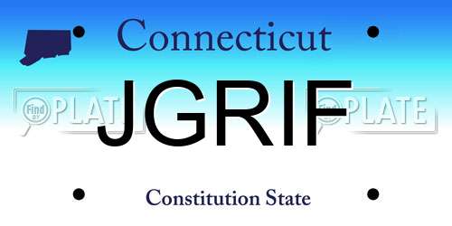 JGRIF Connecticut License Plate