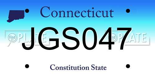 JGS047 Connecticut License Plate