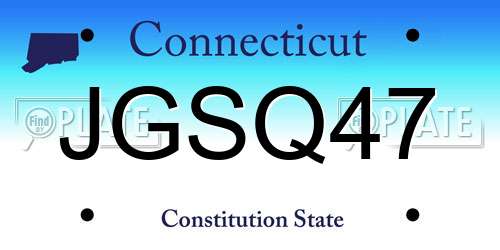 JGSQ47 Connecticut License Plate