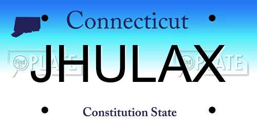 JHULAX Connecticut License Plate