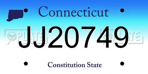 JJ20749 Connecticut License Plate