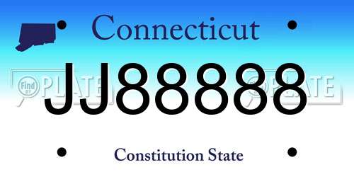 JJ88888 Connecticut License Plate