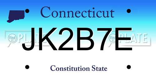 JK2B7E Connecticut License Plate