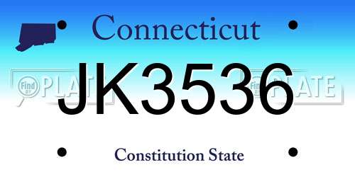 JK3536 Connecticut License Plate