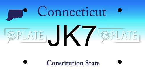 JK7 Connecticut License Plate